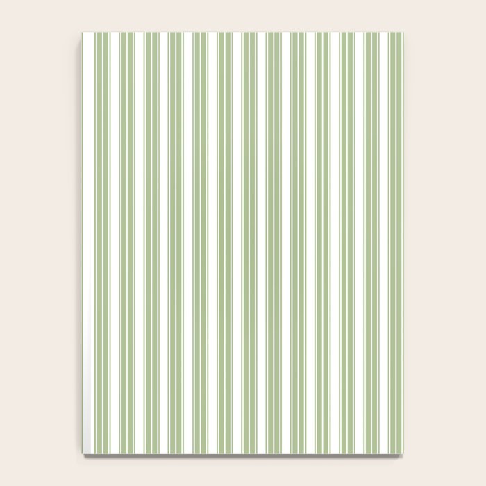 Vintage Cabana Stripe Pastel Sage Mint Green Retro Boho Coastal Beach Vibe Notebook Gallery Image 4
