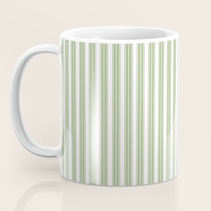 Vintage Cabana Stripe Pastel Sage Mint Green Retro Boho Coastal Beach Vibe Coffee Mug Gallery Image 3