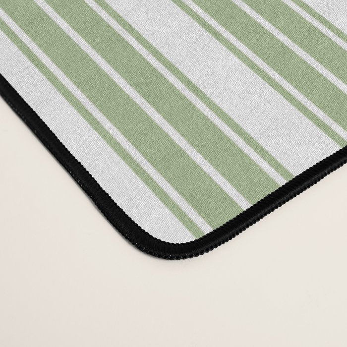 Vintage Cabana Stripe Pastel Sage Mint Green Retro Boho Coastal Beach Vibe Desk Mat Gallery Image 4