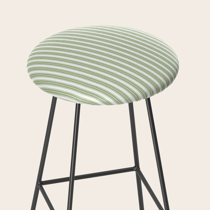 Vintage Cabana Stripe Pastel Sage Mint Green Retro Boho Coastal Beach Vibe Stool Gallery Image 2