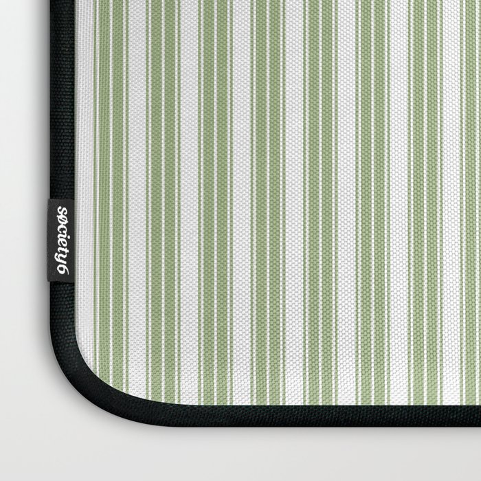 Vintage Cabana Stripe Pastel Sage Mint Green Retro Boho Coastal Beach Vibe Laptop Sleeve Gallery Image 3