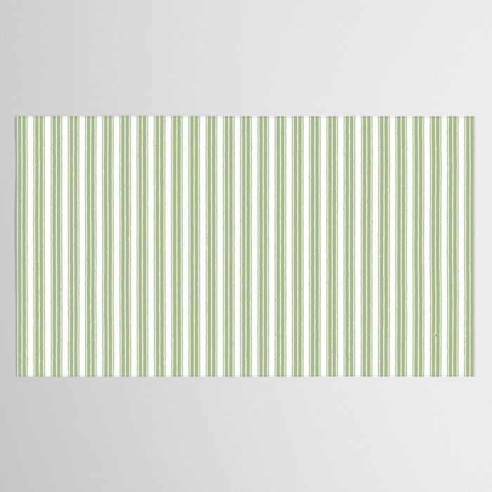 Vintage Cabana Stripe Pastel Sage Mint Green Retro Boho Coastal Beach Vibe Tablecloth Gallery Image 2