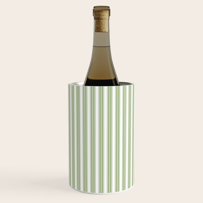 Vintage Cabana Stripe Pastel Sage Mint Green Retro Boho Coastal Beach Vibe Wine Chiller Gallery Image 2