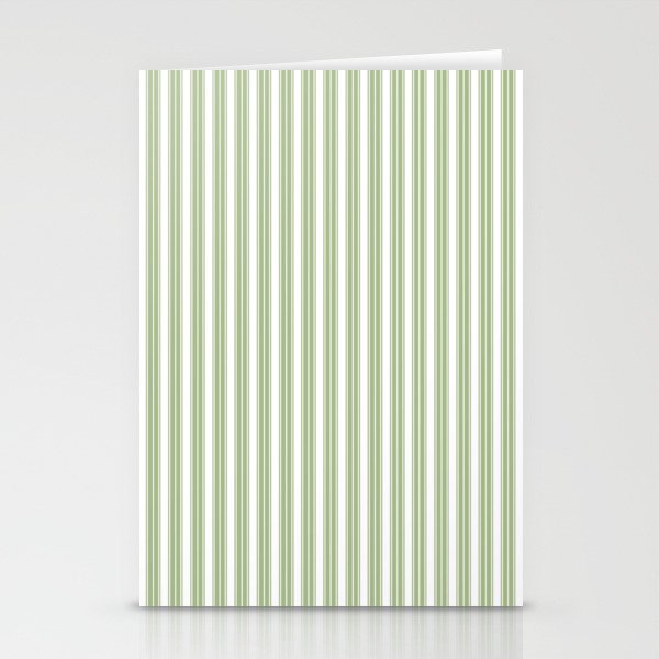 Vintage Cabana Stripe Pastel Sage Mint Green Retro Boho Coastal Beach Vibe Stationery Card Gallery Image 1