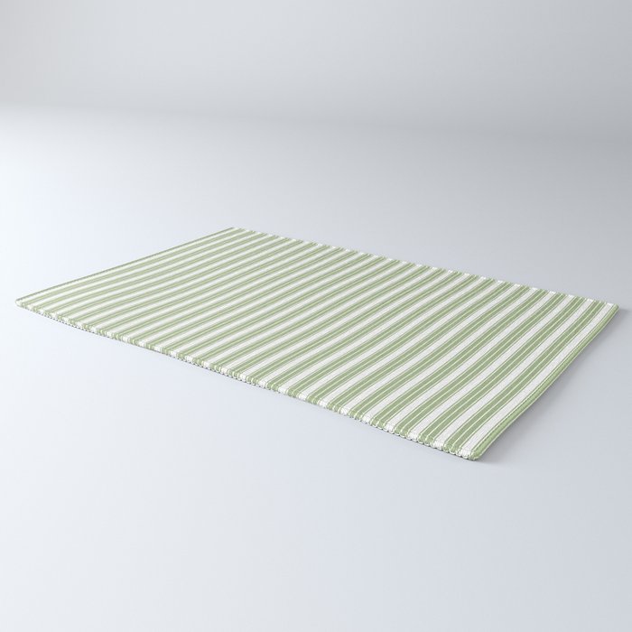 Vintage Cabana Stripe Pastel Sage Mint Green Retro Boho Coastal Beach Vibe Rug Gallery Image 3