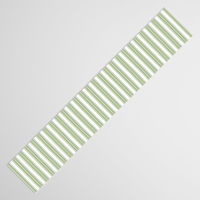 Vintage Cabana Stripe Pastel Sage Mint Green Retro Boho Coastal Beach Vibe Table Runner Gallery Image 3