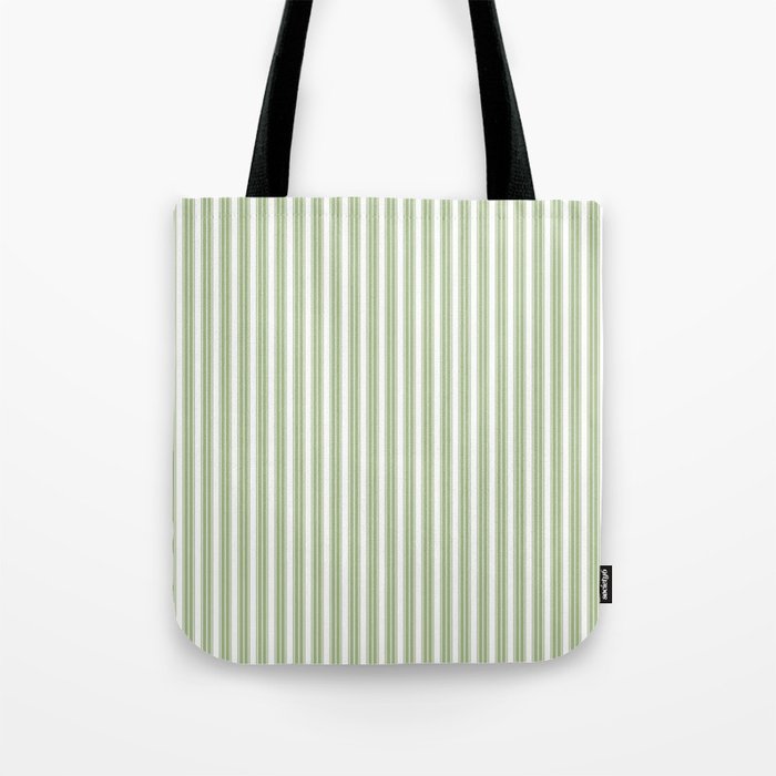 Vintage Cabana Stripe Pastel Sage Mint Green Retro Boho Coastal Beach Vibe Tote Bag Gallery Image 1
