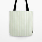 Vintage Cabana Stripe Pastel Sage Mint Green Retro Boho Coastal Beach Vibe Tote Bag Gallery Image 1