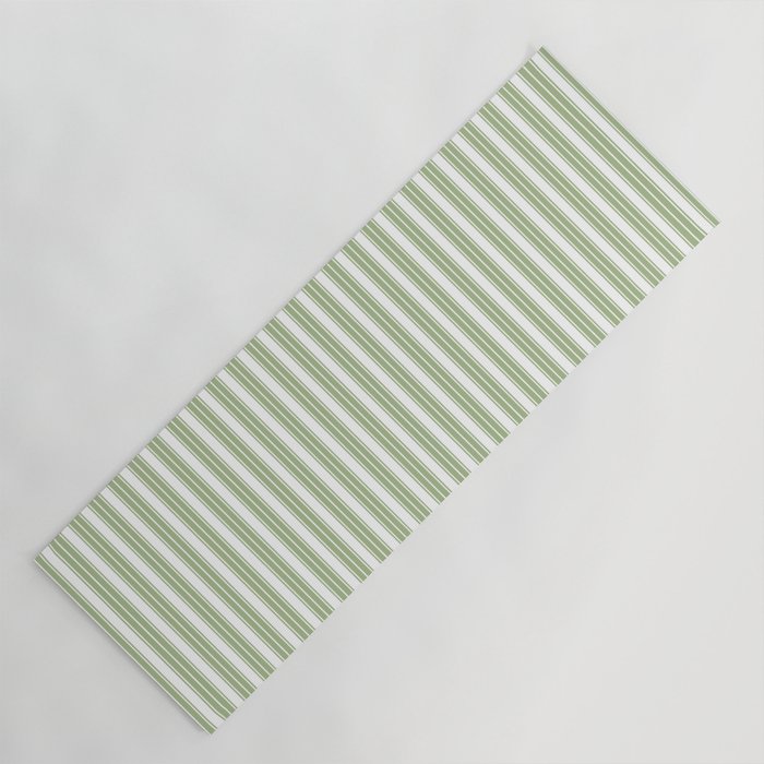 Vintage Cabana Stripe Pastel Sage Mint Green Retro Boho Coastal Beach Vibe Yoga Mat Gallery Image 1