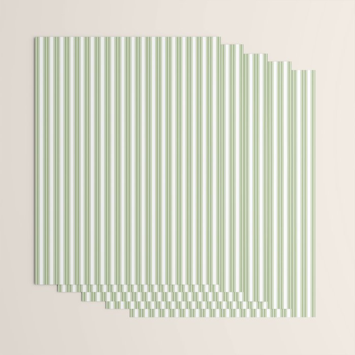 Vintage Cabana Stripe Pastel Sage Mint Green Retro Boho Coastal Beach Vibe Wrapping Paper Gallery Image 3