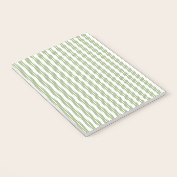 Vintage Cabana Stripe Pastel Sage Mint Green Retro Boho Coastal Beach Vibe Notebook Gallery Image 3