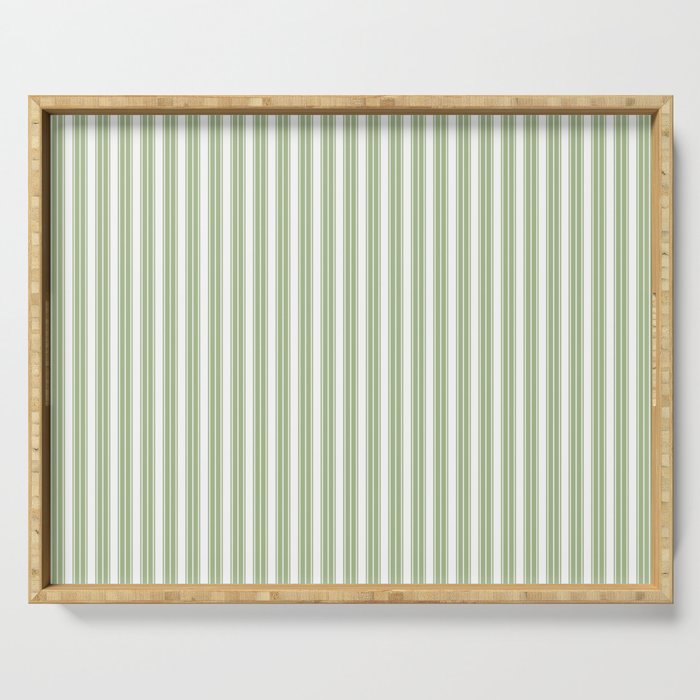 Vintage Cabana Stripe Pastel Sage Mint Green Retro Boho Coastal Beach Vibe Serving Tray Gallery Image 1