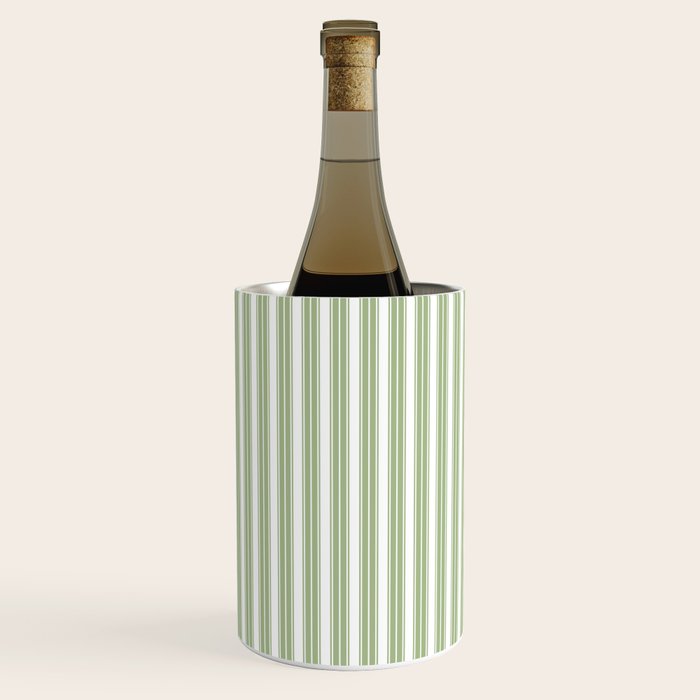 Vintage Cabana Stripe Pastel Sage Mint Green Retro Boho Coastal Beach Vibe Wine Chiller Gallery Image 3