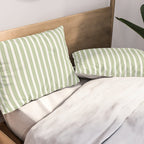 Vintage Cabana Stripe Pastel Sage Mint Green Retro Boho Coastal Beach Vibe Pillow Sham Gallery Image 2