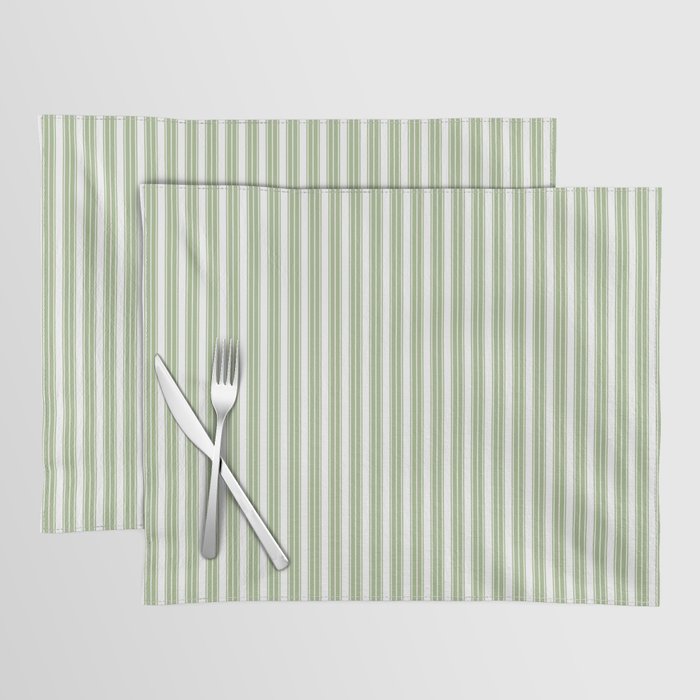 Vintage Cabana Stripe Pastel Sage Mint Green Retro Boho Coastal Beach Vibe Placemat Gallery Image 1