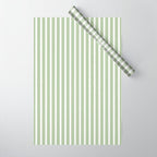 Vintage Cabana Stripe Pastel Sage Mint Green Retro Boho Coastal Beach Vibe Wrapping Paper Gallery Image 1