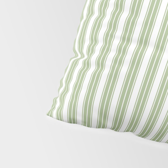 Vintage Cabana Stripe Pastel Sage Mint Green Retro Boho Coastal Beach Vibe Pillow Sham Gallery Image 4