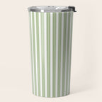 Vintage Cabana Stripe Pastel Sage Mint Green Retro Boho Coastal Beach Vibe Travel Mug Gallery Image 2