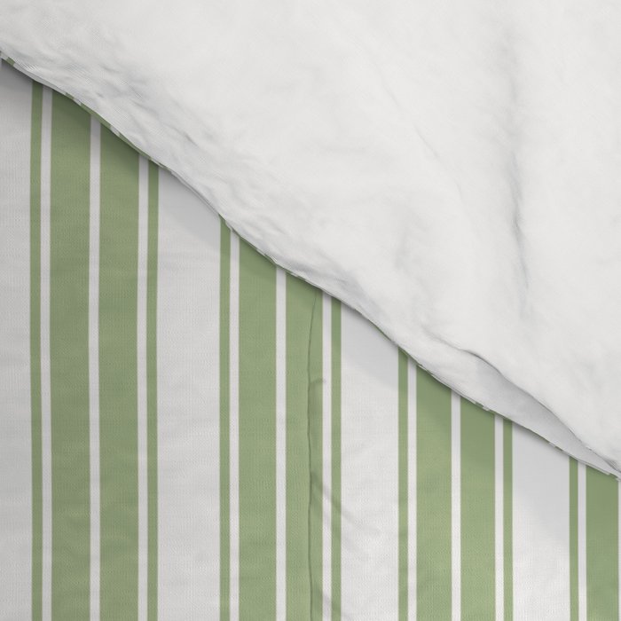 Vintage Cabana Stripe Pastel Sage Mint Green Retro Boho Coastal Beach Vibe Comforter Gallery Image 4