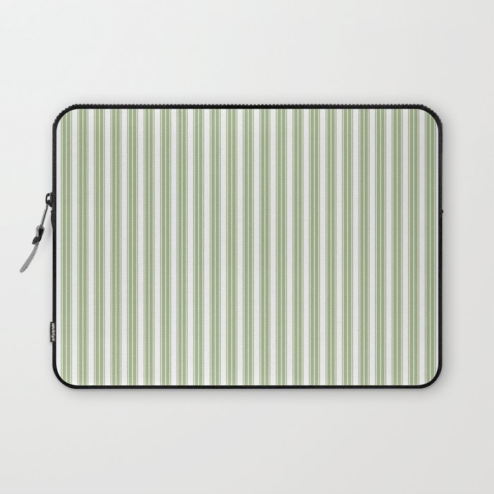 Vintage Cabana Stripe Pastel Sage Mint Green Retro Boho Coastal Beach Vibe Laptop Sleeve Gallery Image 1