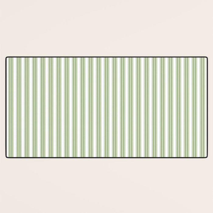Vintage Cabana Stripe Pastel Sage Mint Green Retro Boho Coastal Beach Vibe Desk Mat Gallery Image 3