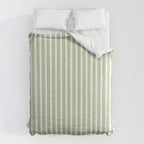 Vintage Cabana Stripe Pastel Sage Mint Green Retro Boho Coastal Beach Vibe Comforter Gallery Image 6