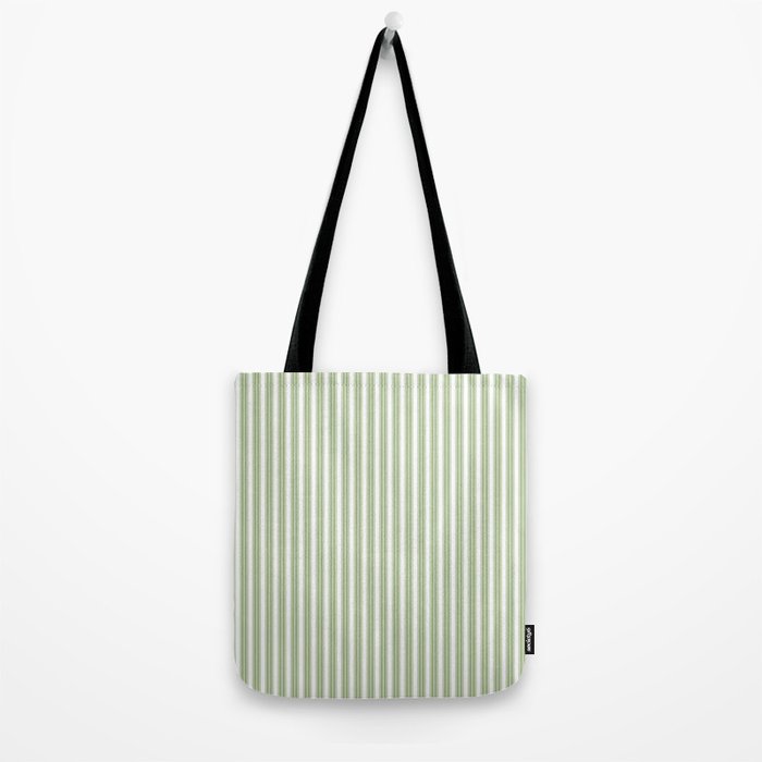 Vintage Cabana Stripe Pastel Sage Mint Green Retro Boho Coastal Beach Vibe Tote Bag Gallery Image 2