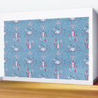 Lobster and crab coastal nostalgia summer blue Wall Mural Gallery Image 2