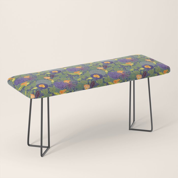 Forest Full of Wild Mushrooms in Sage & Plum Bench Gallery Image 1