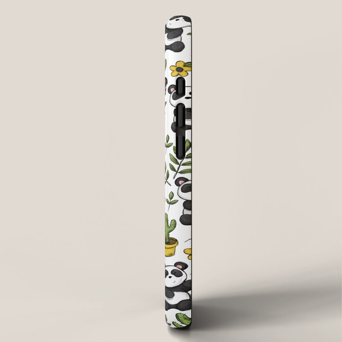 Panda Print, Succulents, Greenery and Cute Pandas, Flowers and Cactus iPhone Case Gallery Image 2