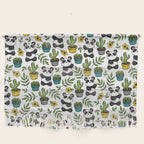 Panda Print, Succulents, Greenery and Cute Pandas, Flowers and Cactus Wall Hanging Gallery Image 1