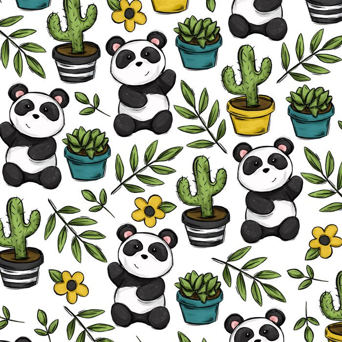 Panda Print, Succulents, Greenery and Cute Pandas, Flowers and Cactus Coffee Mug Gallery Image 2