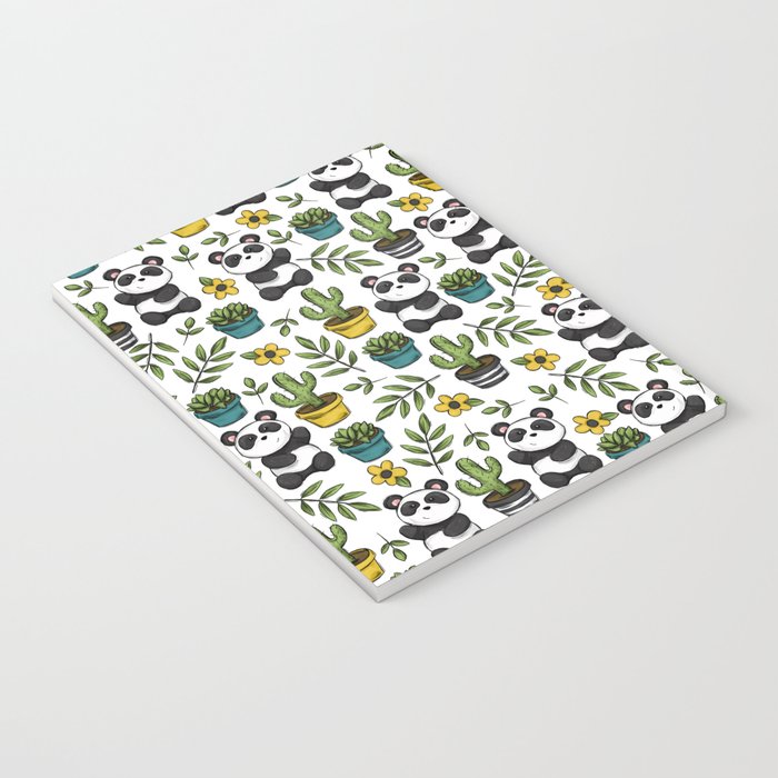Panda Print, Succulents, Greenery and Cute Pandas, Flowers and Cactus Notebook Gallery Image 3