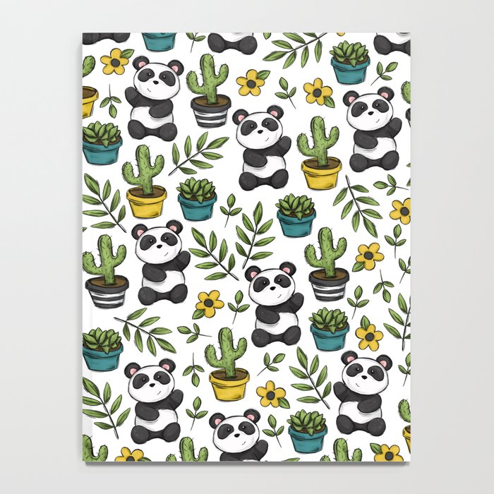 Panda Print, Succulents, Greenery and Cute Pandas, Flowers and Cactus Notebook Gallery Image 4
