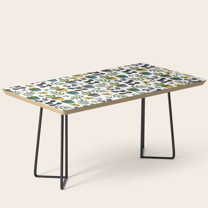 Panda Print, Succulents, Greenery and Cute Pandas, Flowers and Cactus Coffee Table Gallery Image 1