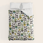 Panda Print, Succulents, Greenery and Cute Pandas, Flowers and Cactus Comforter Gallery Image 6