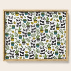Panda Print, Succulents, Greenery and Cute Pandas, Flowers and Cactus Serving Tray Gallery Image 1