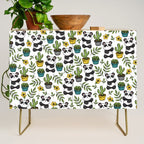 Panda Print, Succulents, Greenery and Cute Pandas, Flowers and Cactus Credenza Gallery Image 1