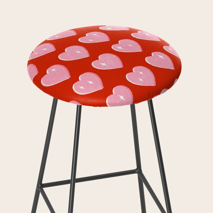 Love Hearts - pink hearts on red Stool Gallery Image 2