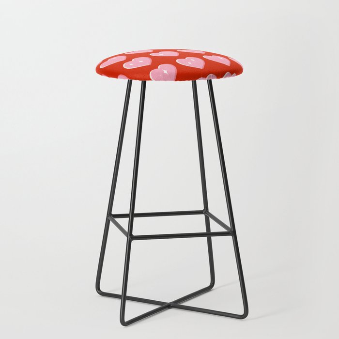 Love Hearts - pink hearts on red Stool Gallery Image 1
