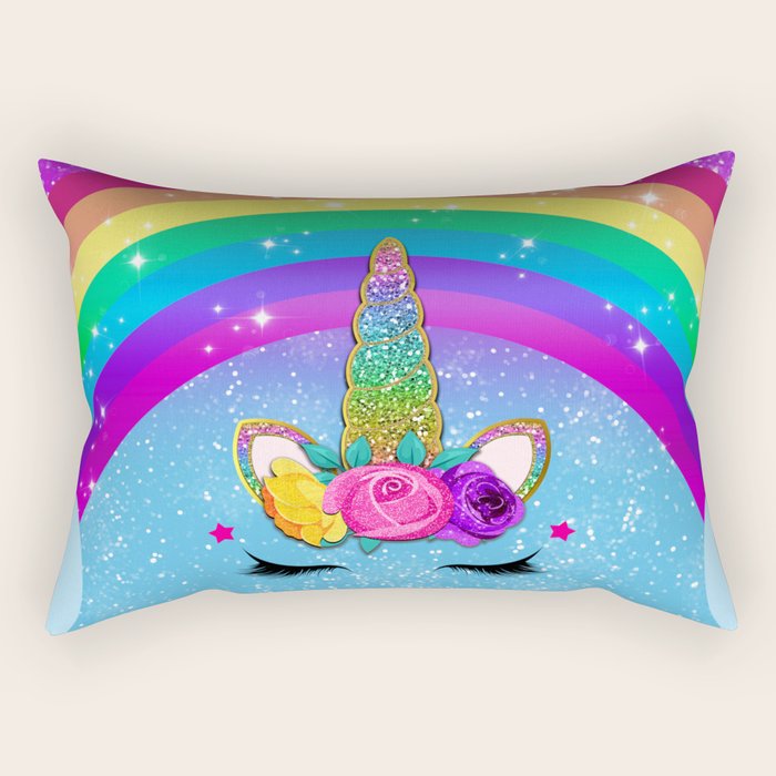 Rainbow Sparkle Unicorn Rectangular Pillow Gallery Image 1