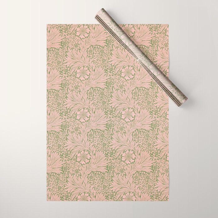 William Morris Marigold Olive Pink Wrapping Paper Gallery Image 1
