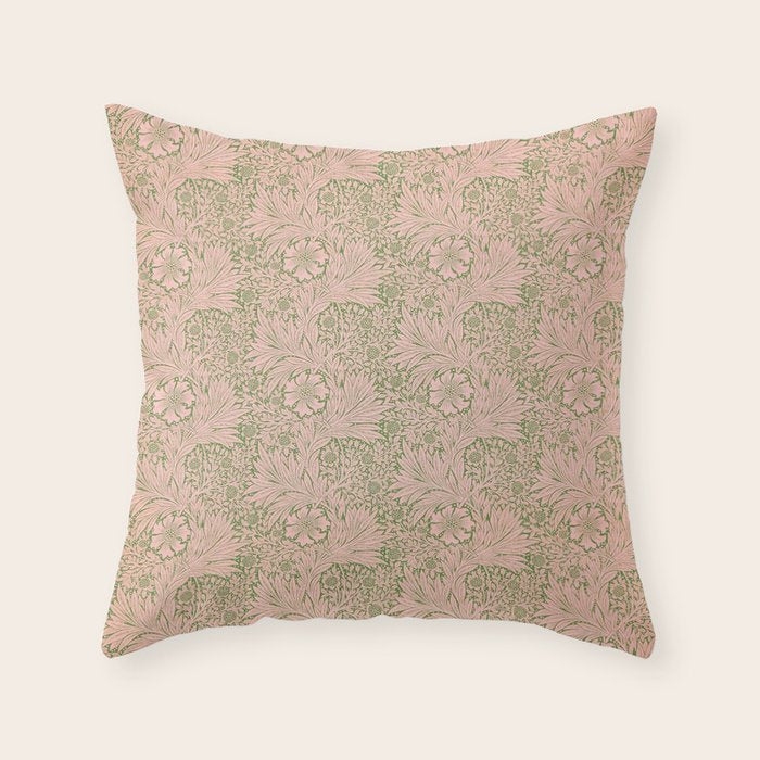 William Morris Marigold Olive Pink Throw Pillow Gallery Image 6