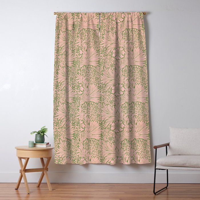 William Morris Marigold Olive Pink Window Curtain Gallery Image 5