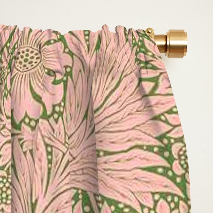 William Morris Marigold Olive Pink Window Curtain Gallery Image 2