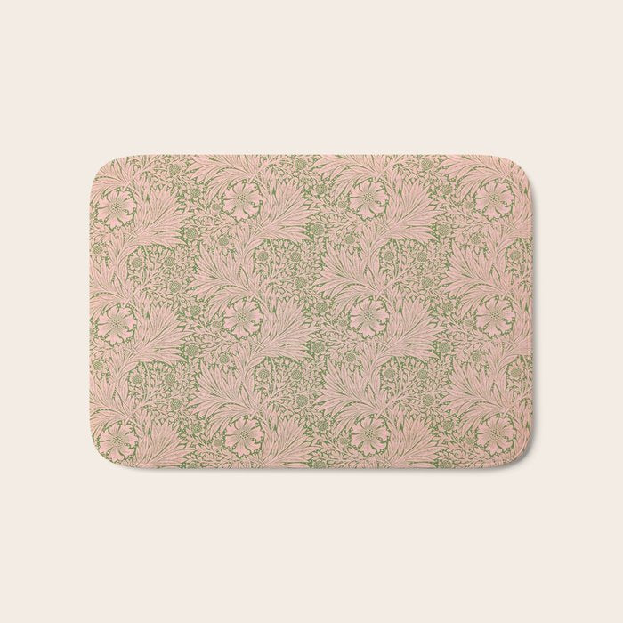 William Morris Marigold Olive Pink Bath Mat Gallery Image 1