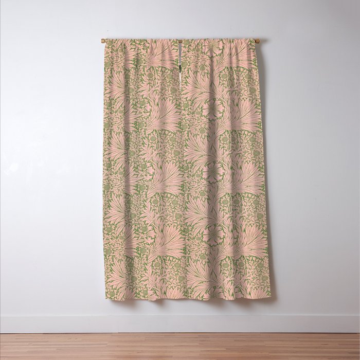 William Morris Marigold Olive Pink Window Curtain Gallery Image 3