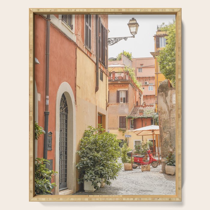 Street In Rome Photo | Travel Photography In Italy Art Print | Colorful Trastevere Houses Serving Tray Gallery Image 1