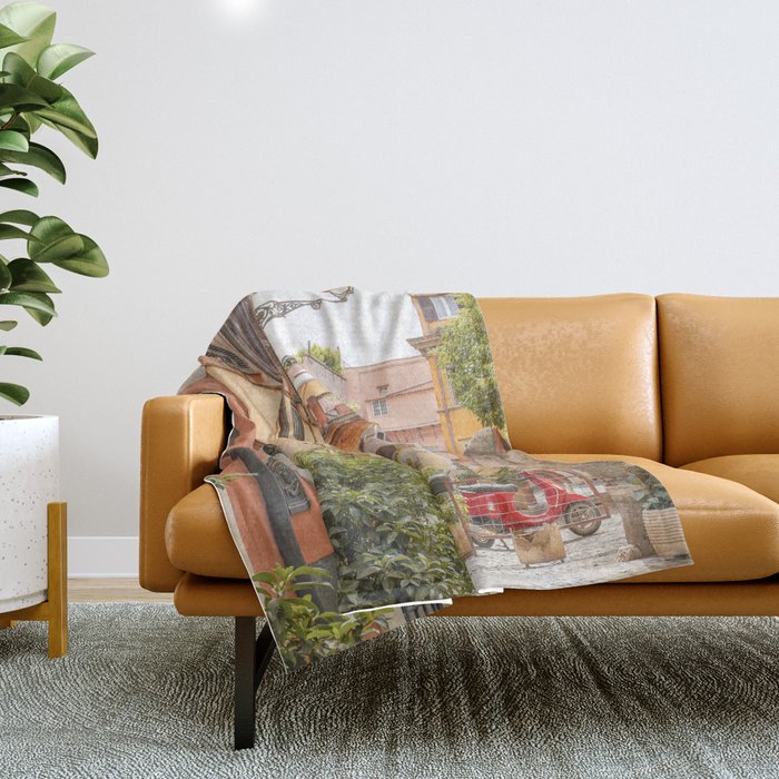 Street In Rome Photo | Travel Photography In Italy Art Print | Colorful Trastevere Houses Throw Blanket Gallery Image 1