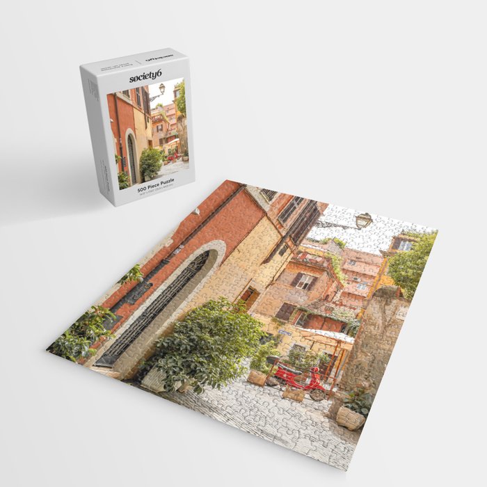 Street In Rome Photo | Travel Photography In Italy Art Print | Colorful Trastevere Houses Jigsaw Puzzle Gallery Image 2